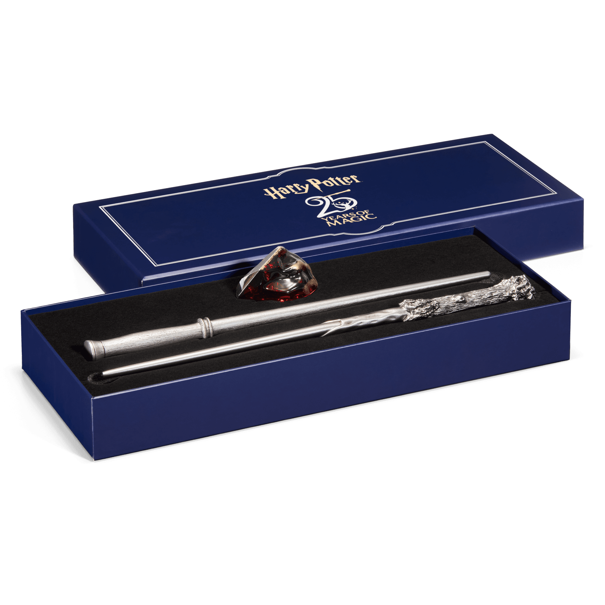 The Noble Collection - Harry Potter 25th Anniversary Set NN8025 – Zauberstab‑Duo & Stein der Weisen in Sammlerbox