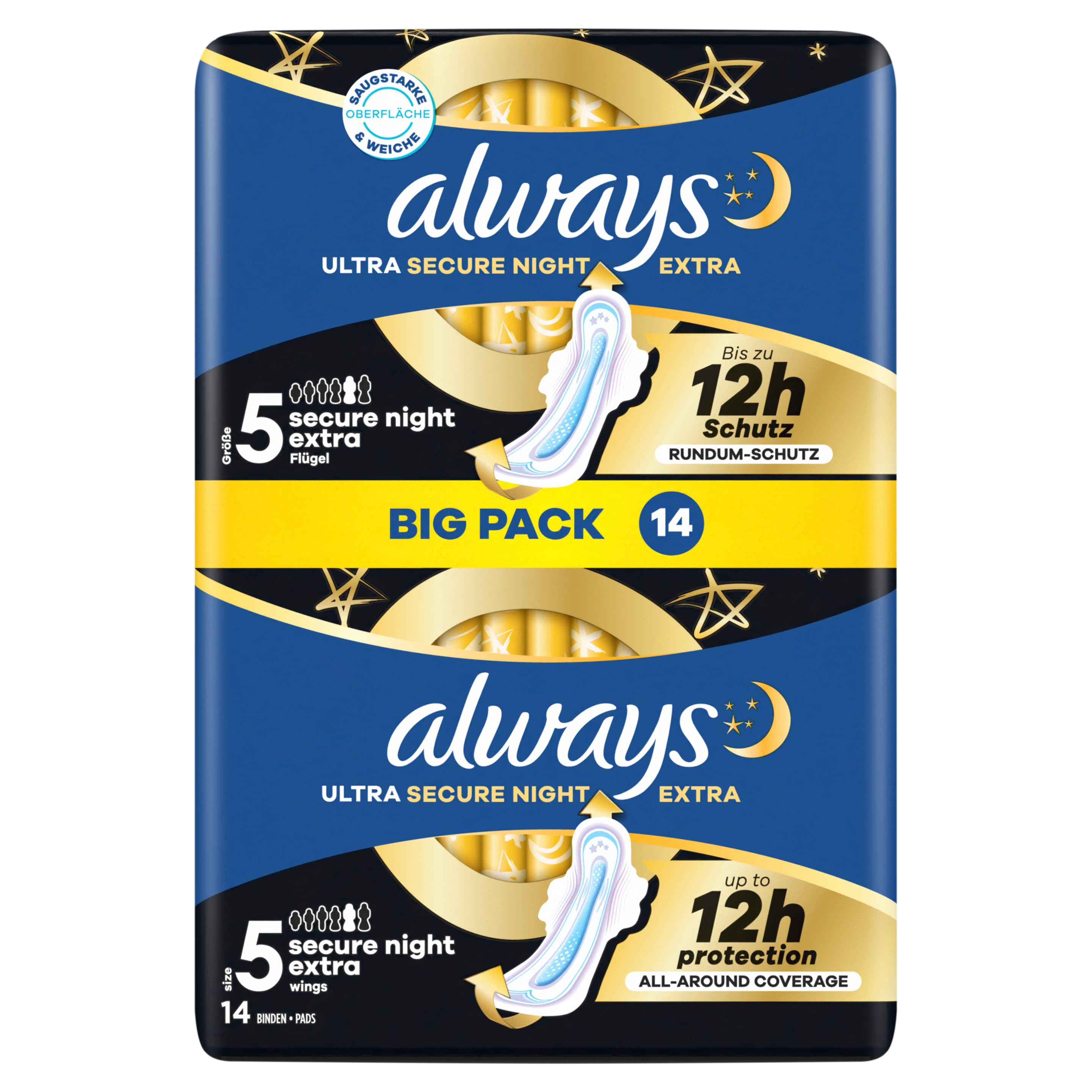 Always ultra Damenbinden Secure Night Extra mit Flügeln BigPack