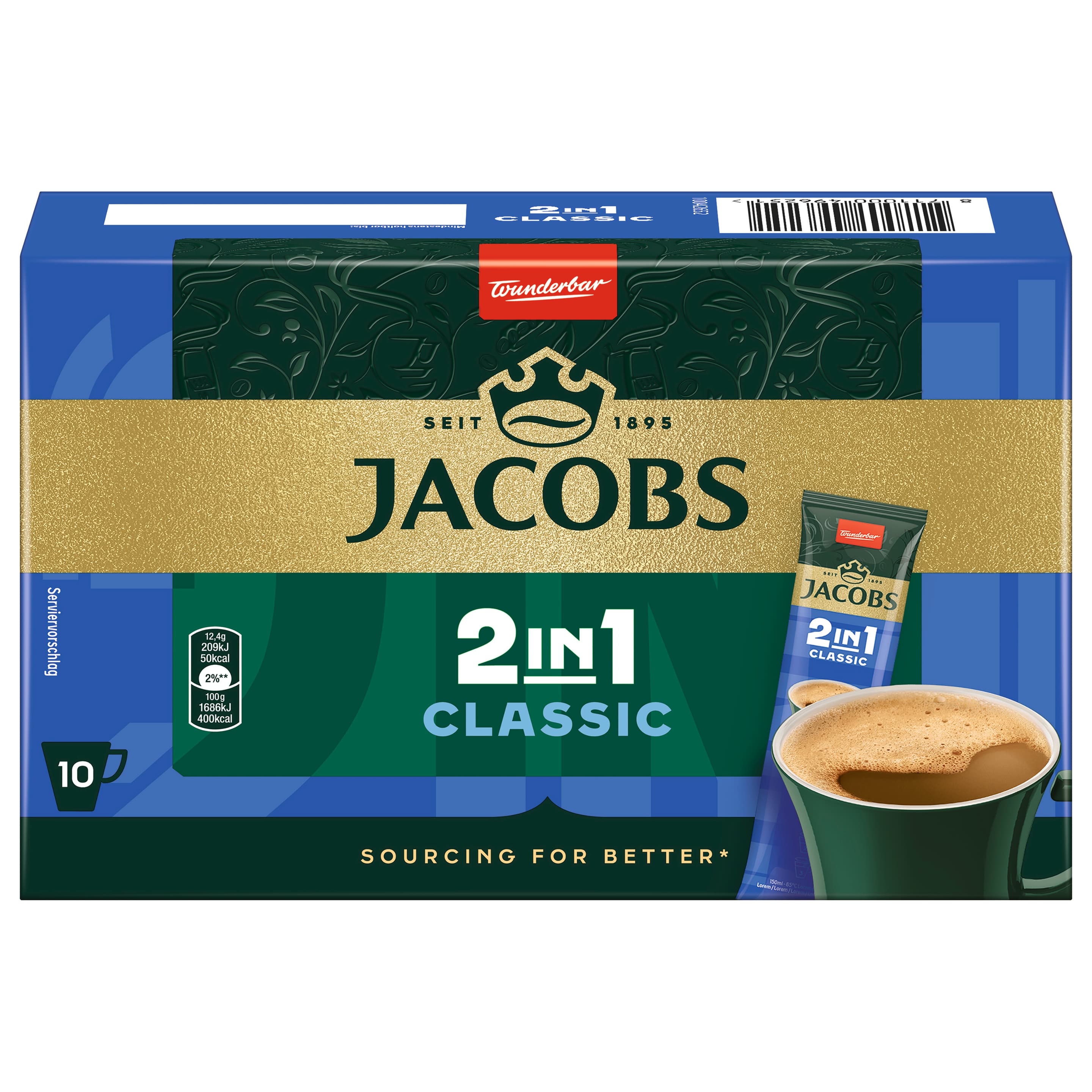 Jacobs Classic 2 az 1-ben instant kávépálcikák