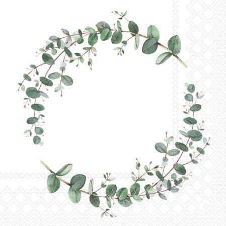 Ambiente Servietten Eucalyptus Branche White 25x25cm
