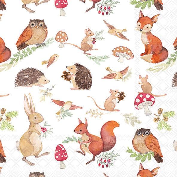 Bella Casa Servietten Woodland Animals 33x33cm