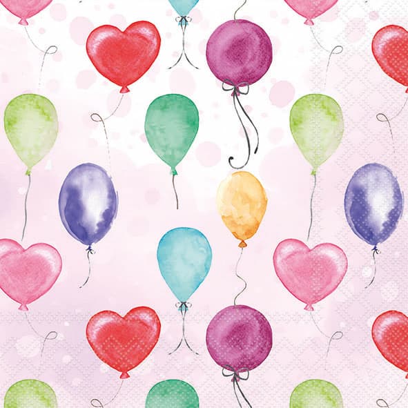 Bella Casa Servietten Balloons Pink 33x33cm