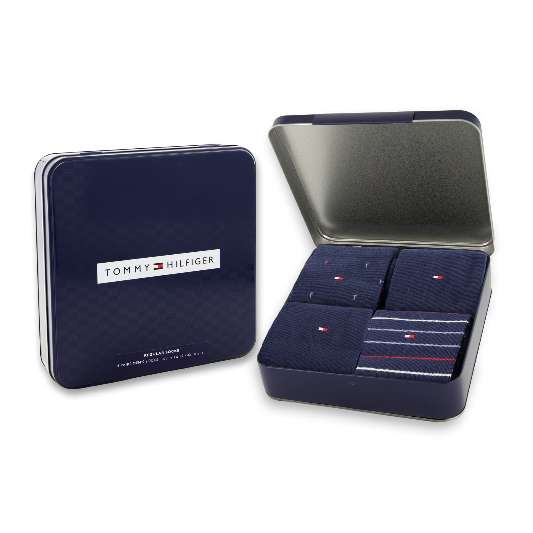 TOMMY HILFIGER Herren Socken Tin Giftbox 4er Pack