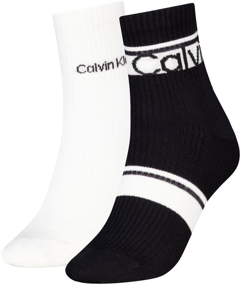 Calvin Klein Damen Kurzsocken Logo Stripe 2er Pack