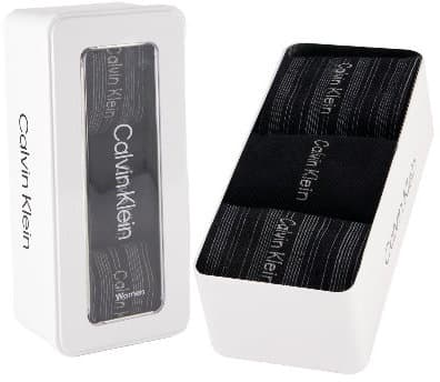 Calvin Klein Damen Socken Contrast Rib 3er Pack Geschenkpackung