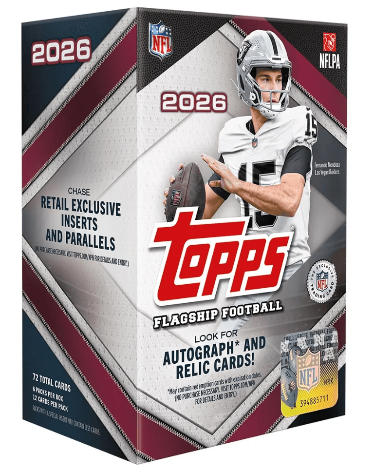TOPPS 2026 Flagship Football Value Box – 6 Packs mit 72 NFL Sammelkarten
