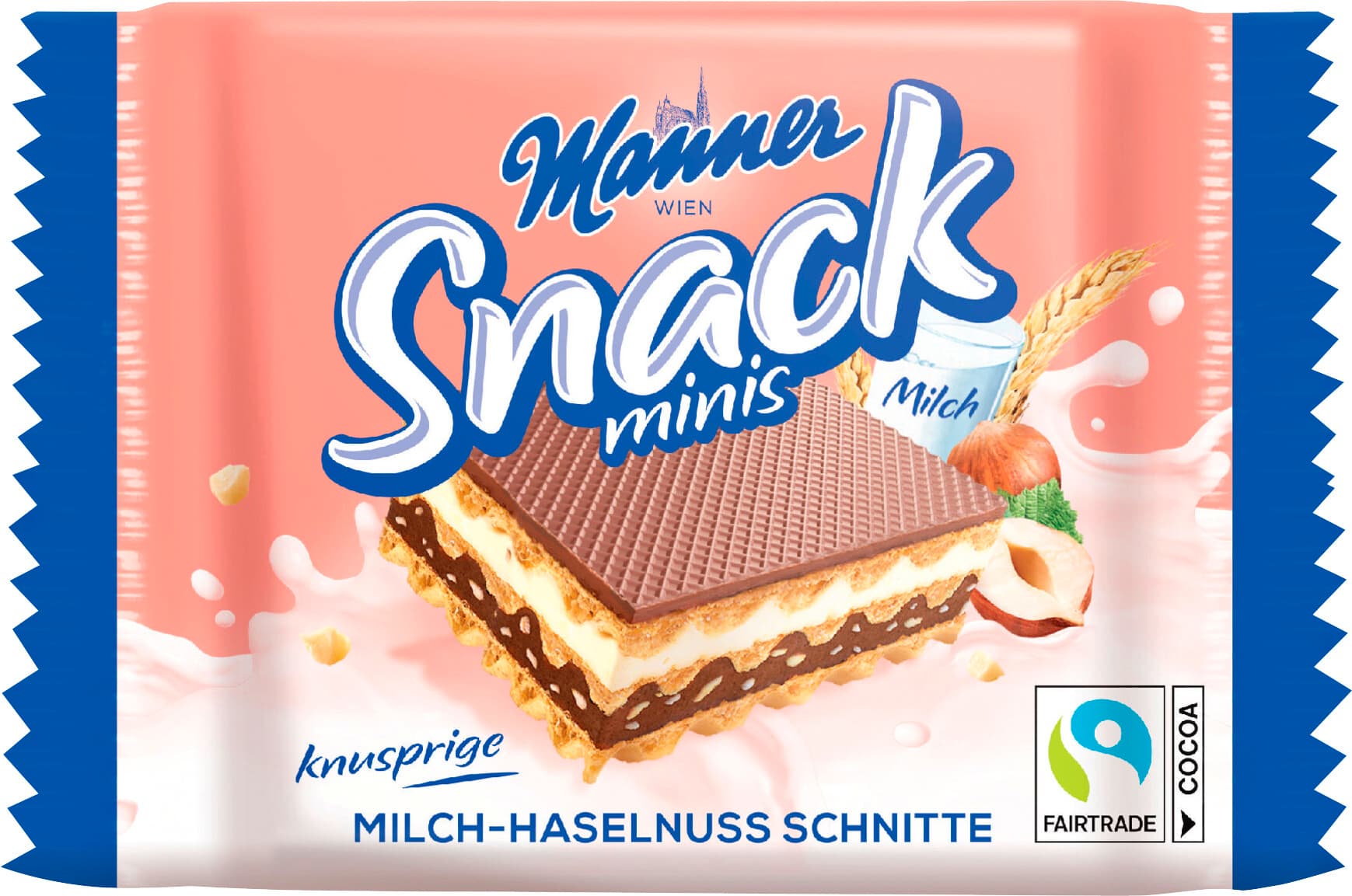 Manner Snack Mini Milch-Haselnuss Schnitte