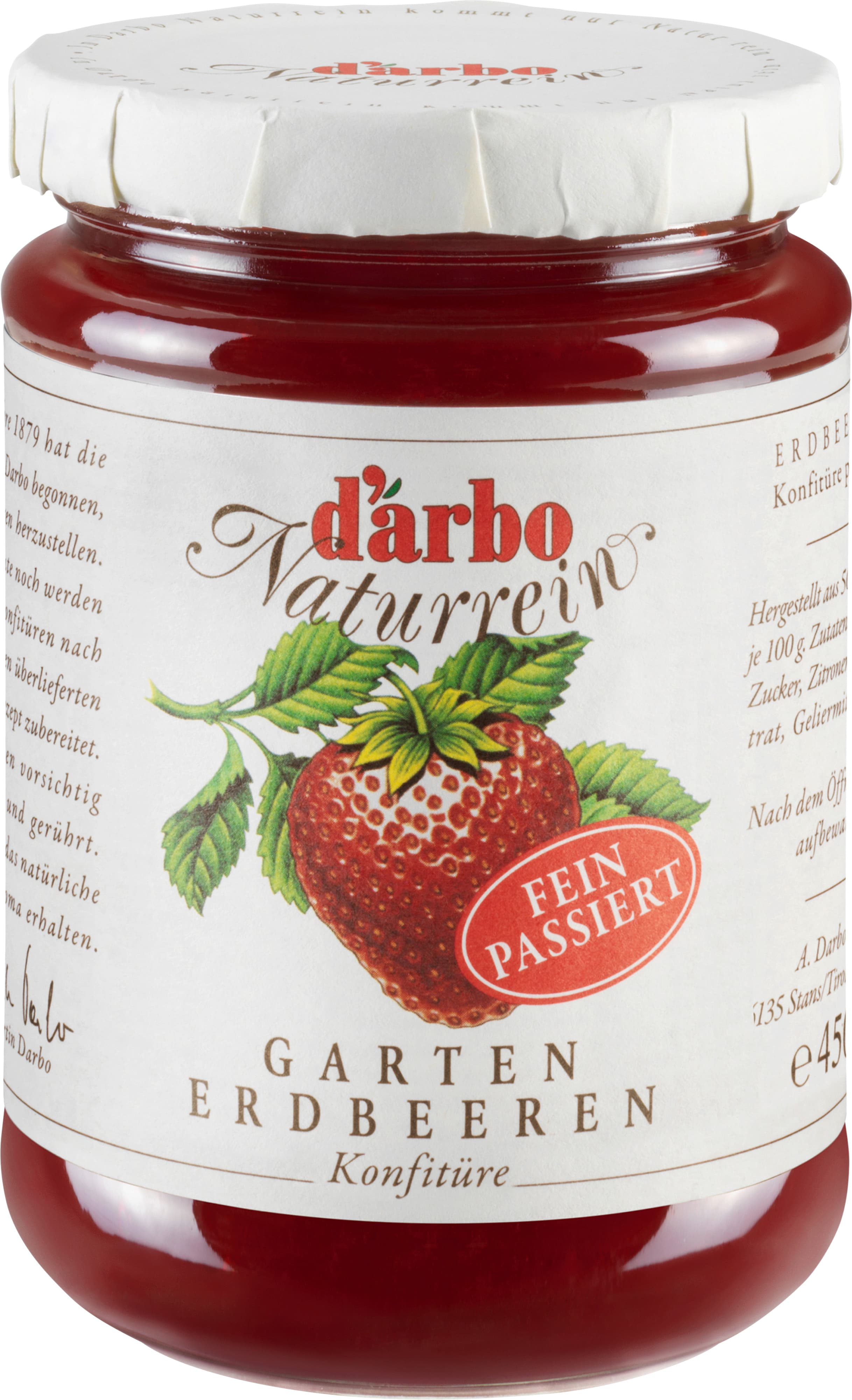 d'arbo Naturrein Konfitüre Garten Erdbeeren