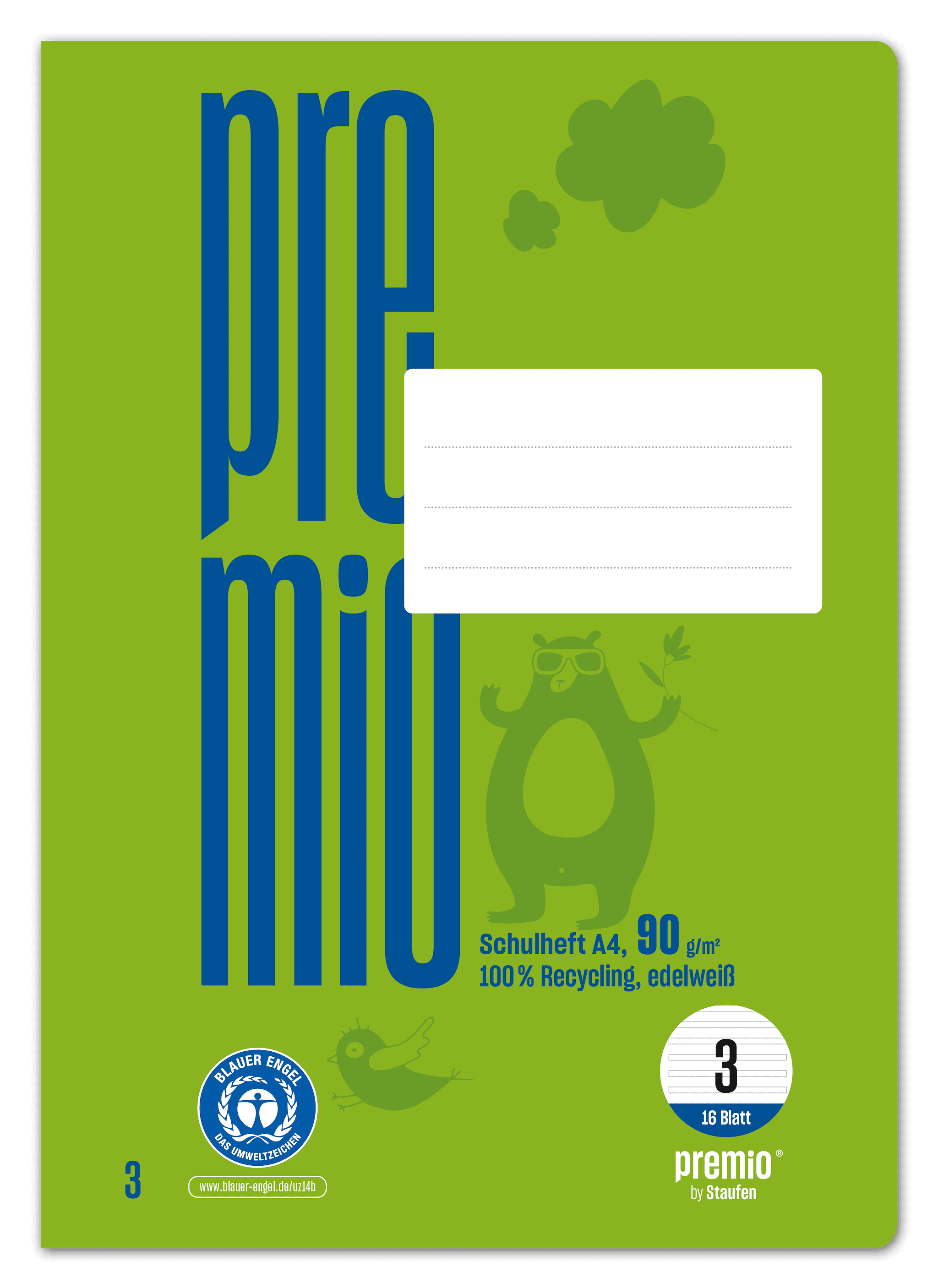 Ursus Green Premium Heft A4 16 Blatt Lineatur 3 liniert