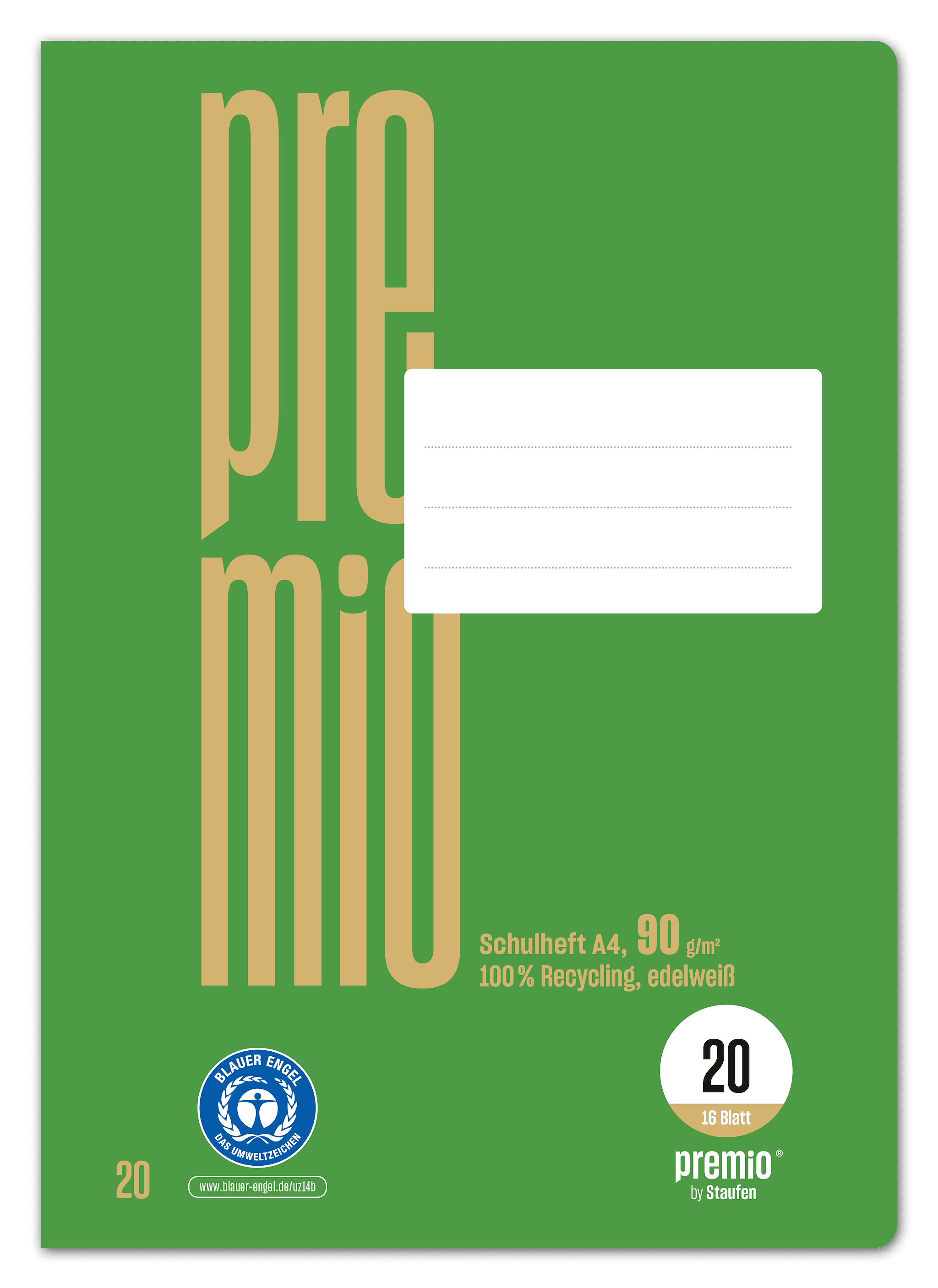 Ursus Green Premium Heft A4 16 Blatt Lineatur 20 blanko