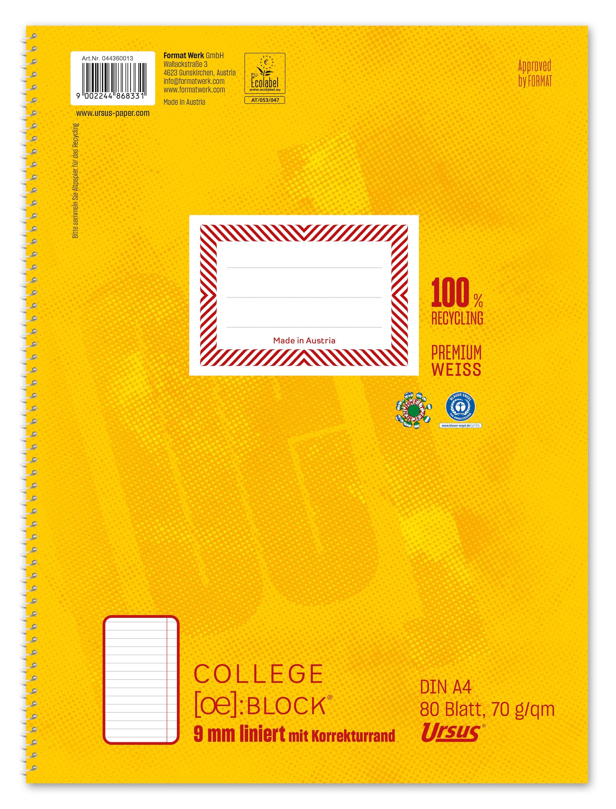 Ursus OE Collegeblock A4 80 Blatt liniert