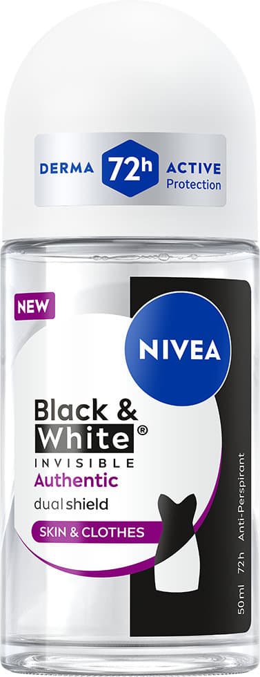 NIVEA Antitranspirant Deo Roll-on Black & White Invisible Authentic
