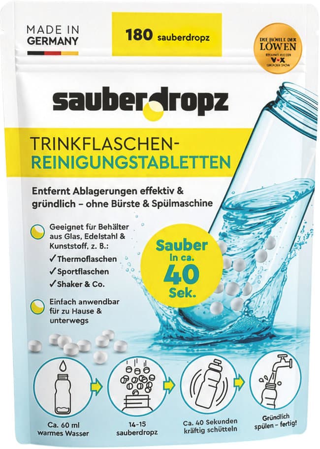 sauberdropz Reinigungstabletten für Trinkflaschen