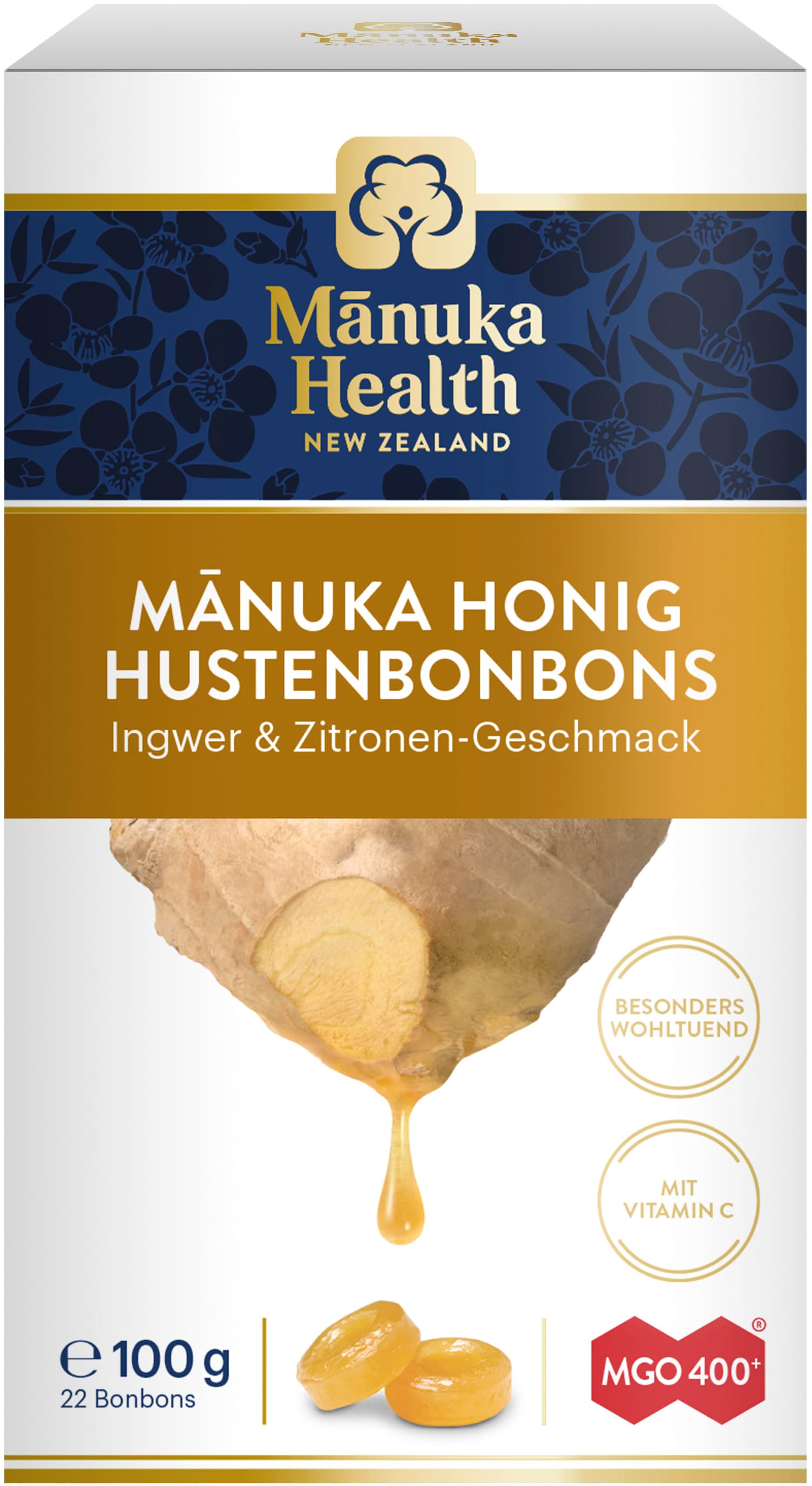 Manuka Health Manuka Honig Hustenbonbons Ingwer Zitrone MGO400+