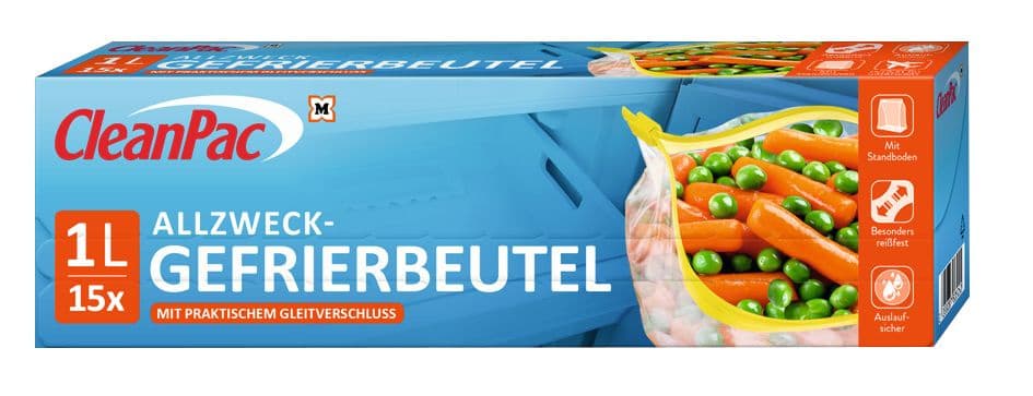 Com-four® 120x Gefrierbeutel 1 Liter – Zipverschluss, Wiederverschließbar, Bis -40°C, Für Lebensmittel