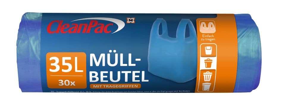 CleanPac Müllbeutel mit Tragegriffen 35 Liter online bestellen | MÜLLER