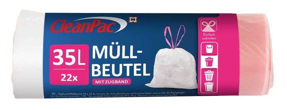 CleanPac Müllbeutel mit Zugband 22 x 35 Liter online bestellen | MÜLLER