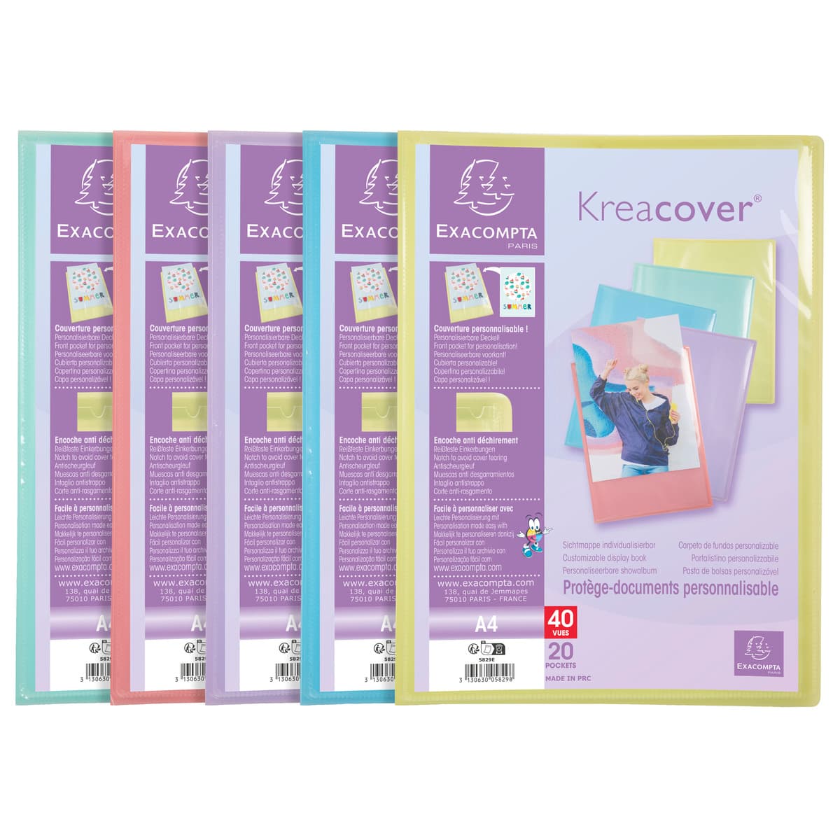 Exacompta 8853E Sichtmappe Opak PP blickdicht, 24 x 32 cm, für DIN A4, 50 Kristallhüllen, hohe Transparenz, 1 Stück, grün