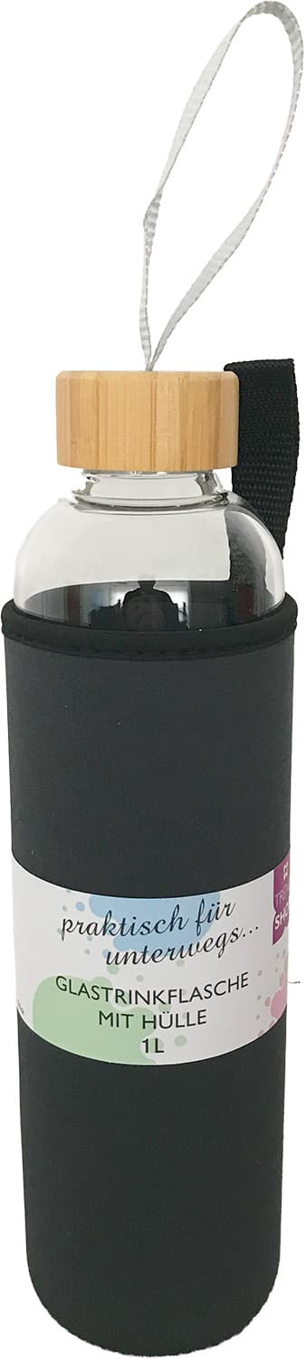 TRENDSHOP Trinkflasche aus Glas mit Neoprenhülle 1l online bestellen