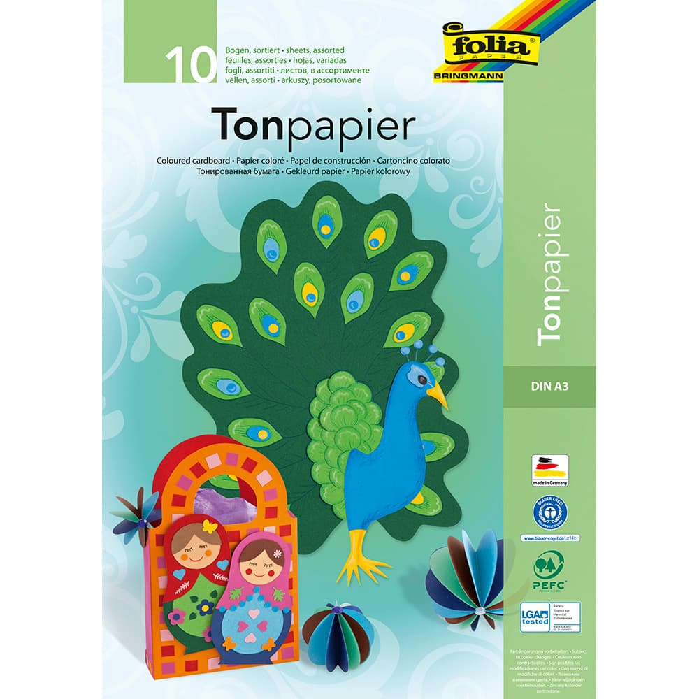 folia Tonzeichenpapierblock A3 10 Blatt farblich sortiert online bestellen