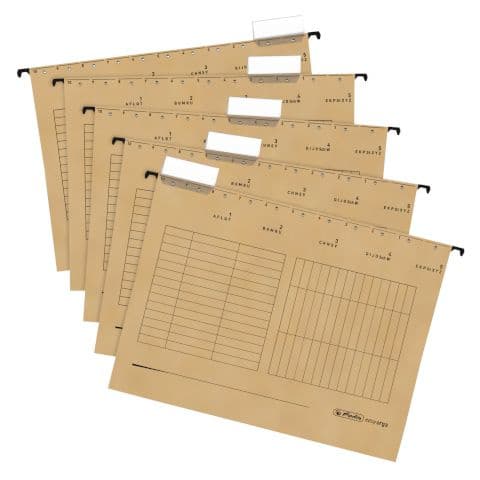 Herlitz Ophangmappen A4 - 5 Stuks, 1/2 Voordeksel, Draadmechanica, Gerecycled Karton, Met Blauwe Engel Certificering